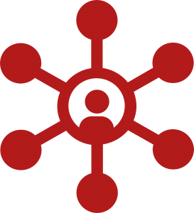 human icon with 6 points extending outwards from the human